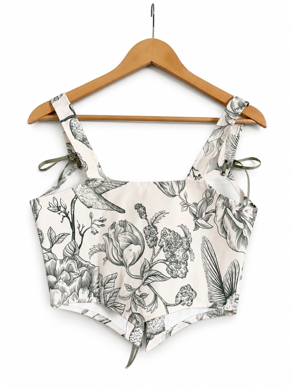 Fairycore Corset Top Floral Print Cottagecore Bustier Lace Up Small - Picture 4 of 13